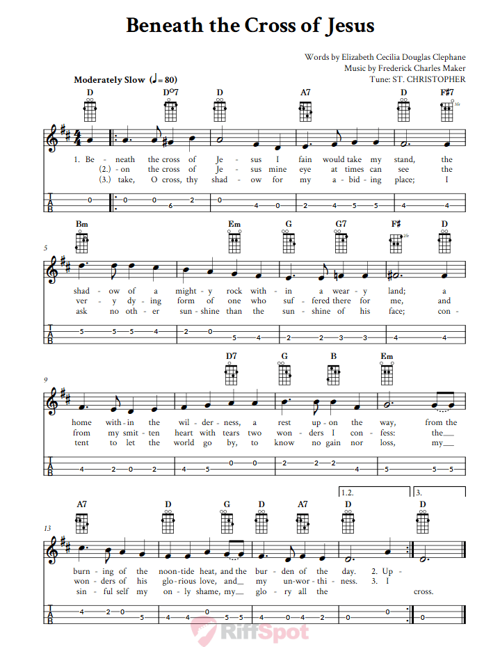 Beneath the Cross of Jesus Mandolin Tab