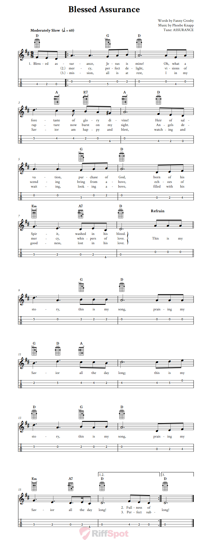 Blessed Assurance Mandolin Tab