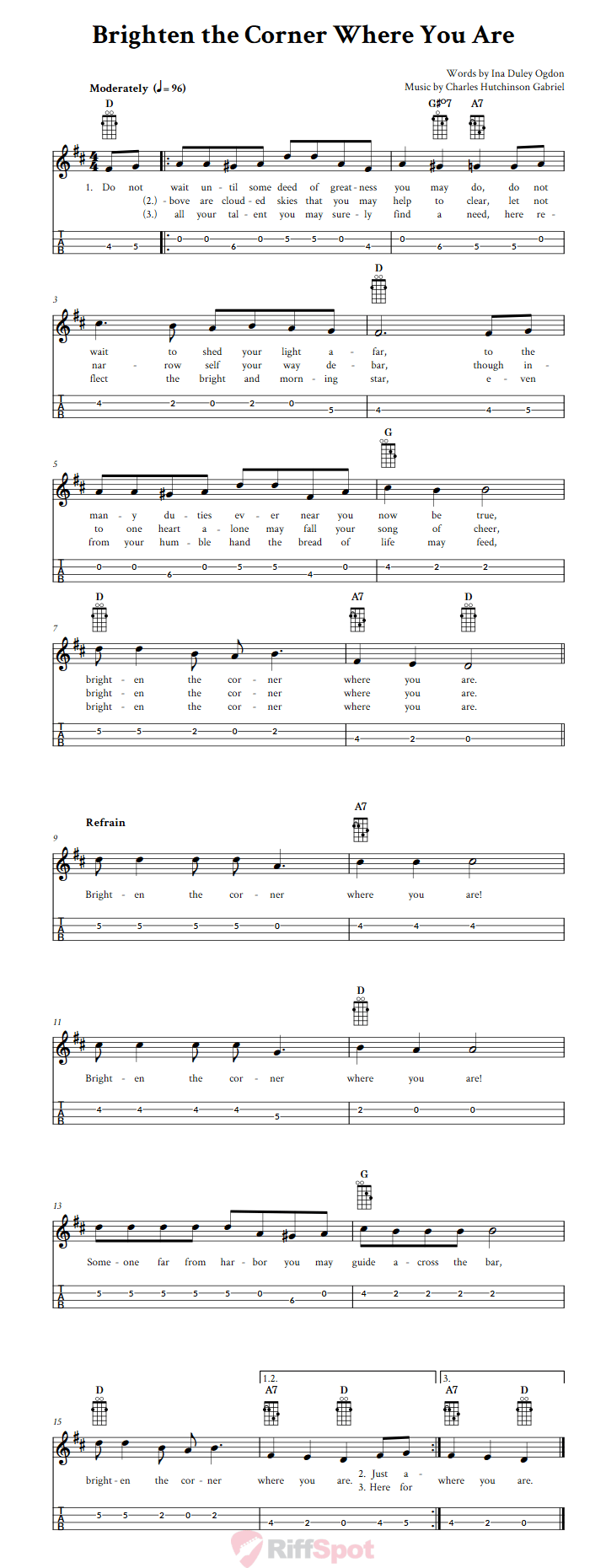 Brighten the Corner Where You Are Mandolin Tab