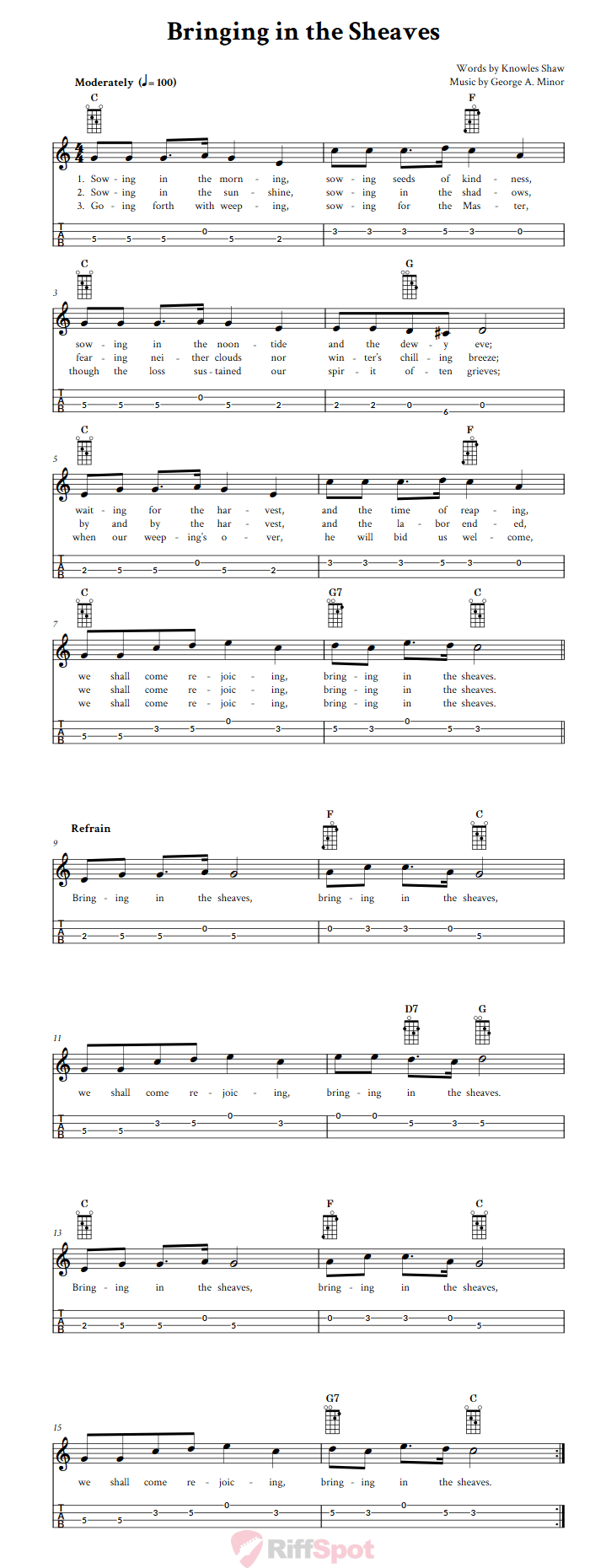 Bringing In The Sheaves Mandolin Tab