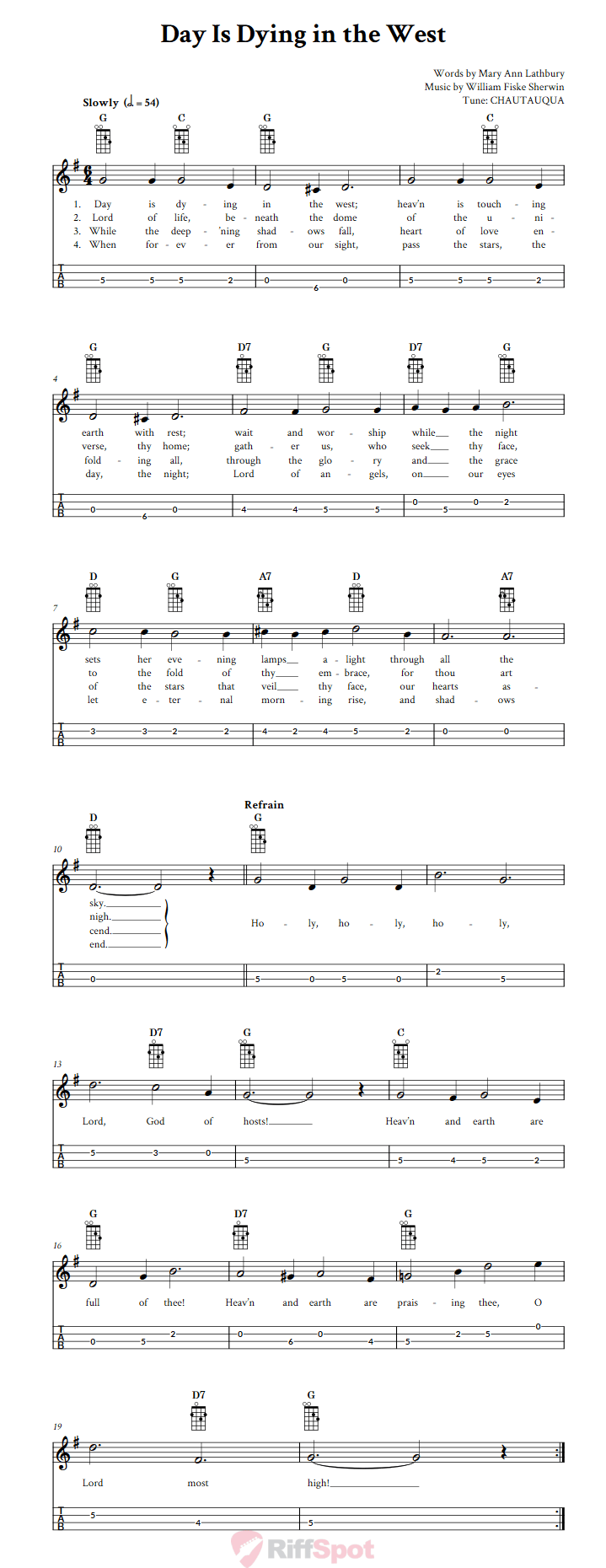 Day Is Dying in the West Mandolin Tab