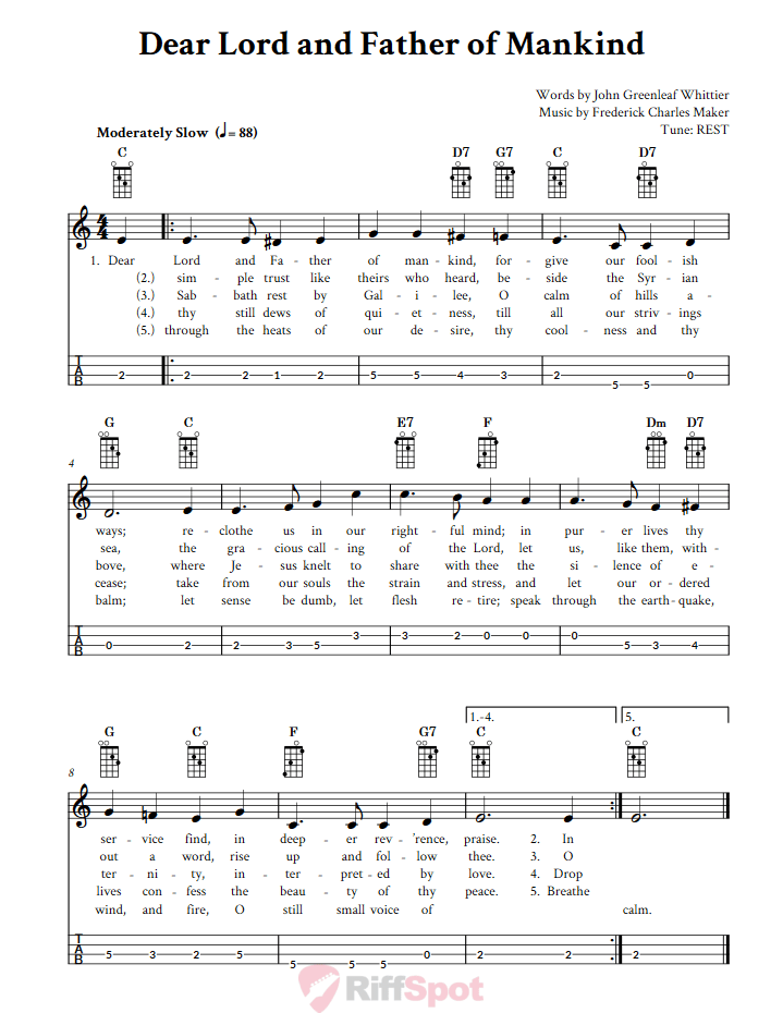 Dear Lord and Father of Mankind Mandolin Tab