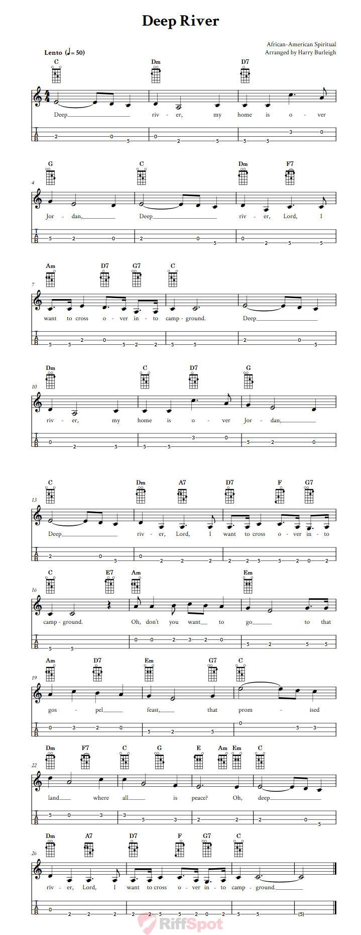 Deep River Mandolin Tab