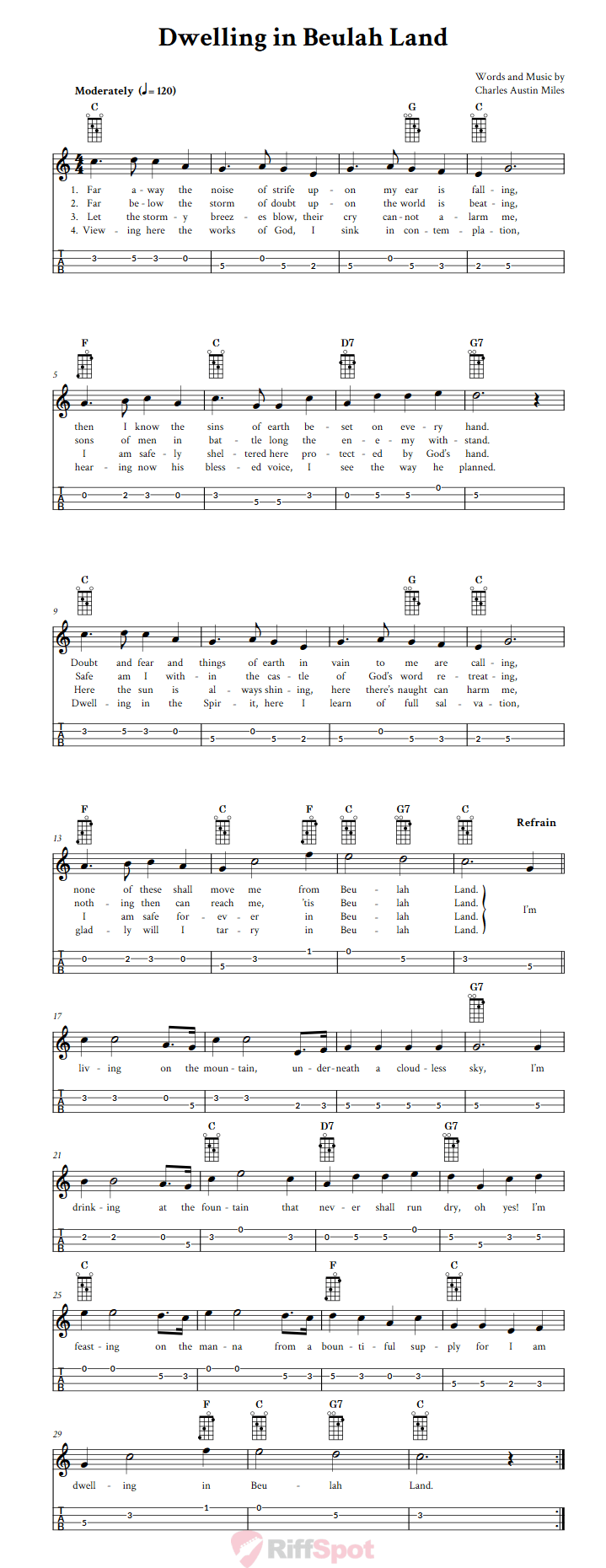 Dwelling in Beulah Land Mandolin Tab