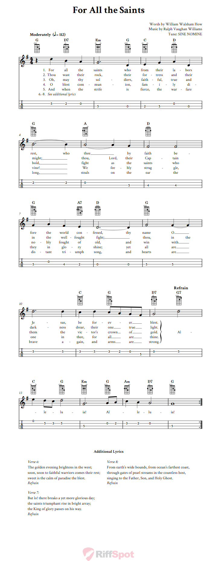 For All the Saints Mandolin Tab