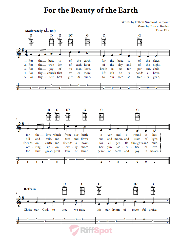 For the Beauty of the Earth Mandolin Tab