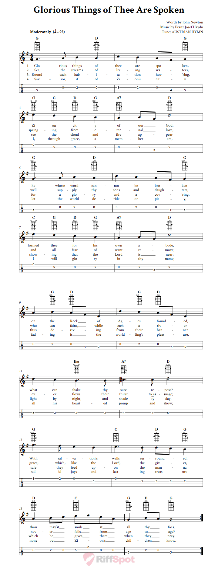 Glorious Things of Thee Are Spoken Mandolin Tab