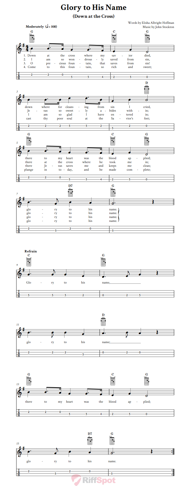 Glory To His Name Mandolin Tab