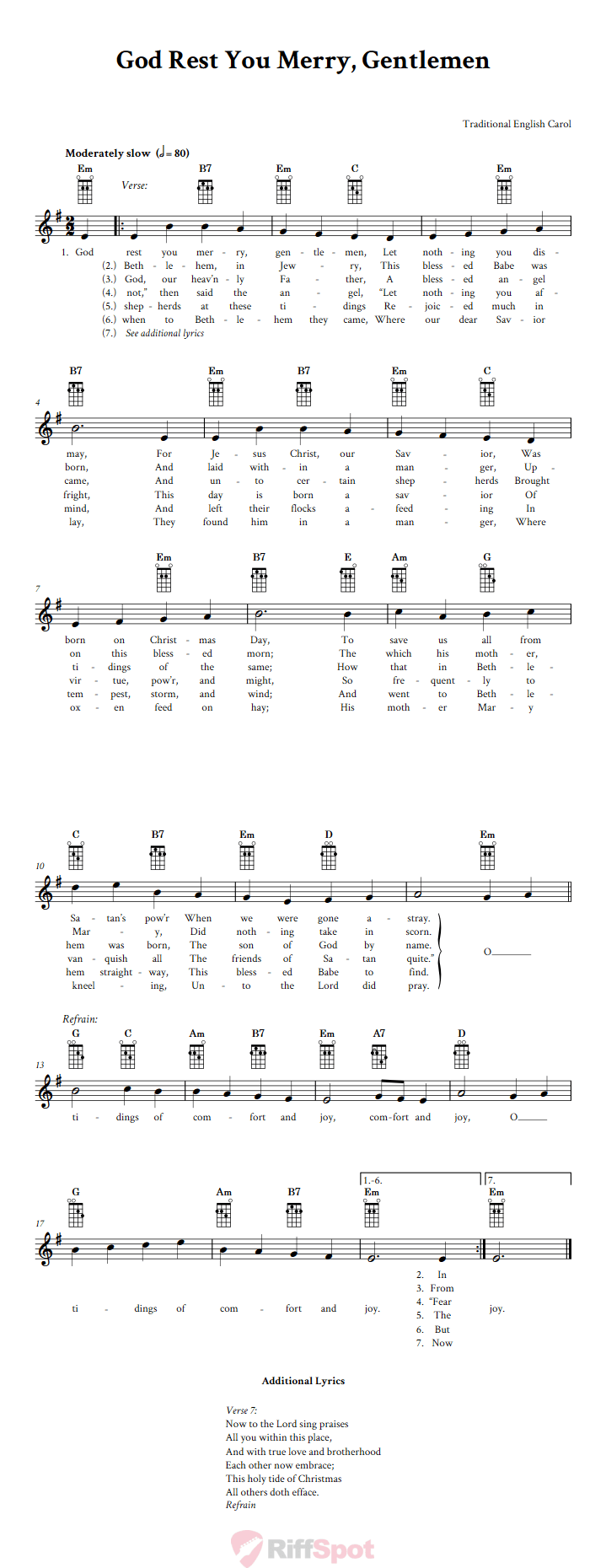 God Rest You Merry, Gentlemen Mandolin Chords and Vocal Sheet Music