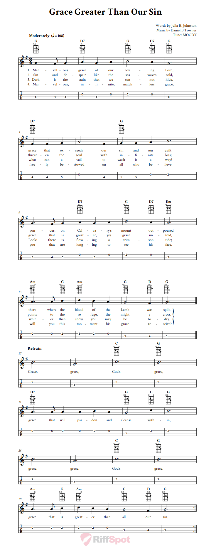 Grace Greater Than Our Sin Mandolin Tab