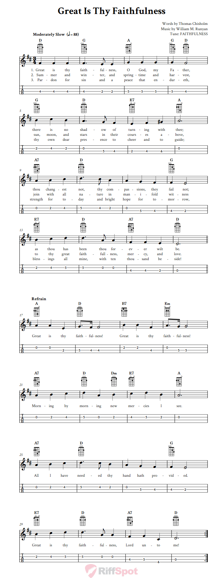 Great Is Thy Faithfulness Mandolin Tab