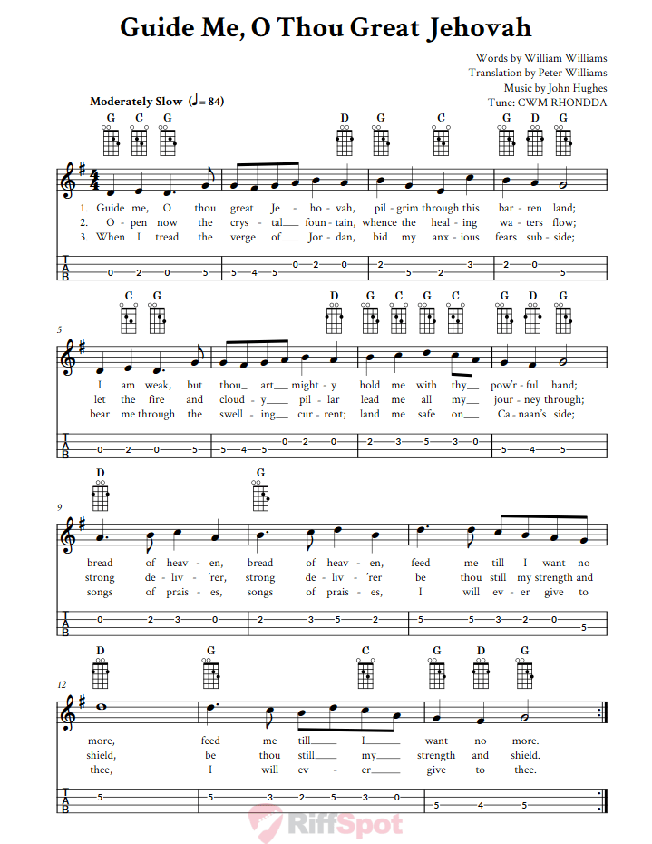 Guide Me, O Thou Great Jehovah Mandolin Tab