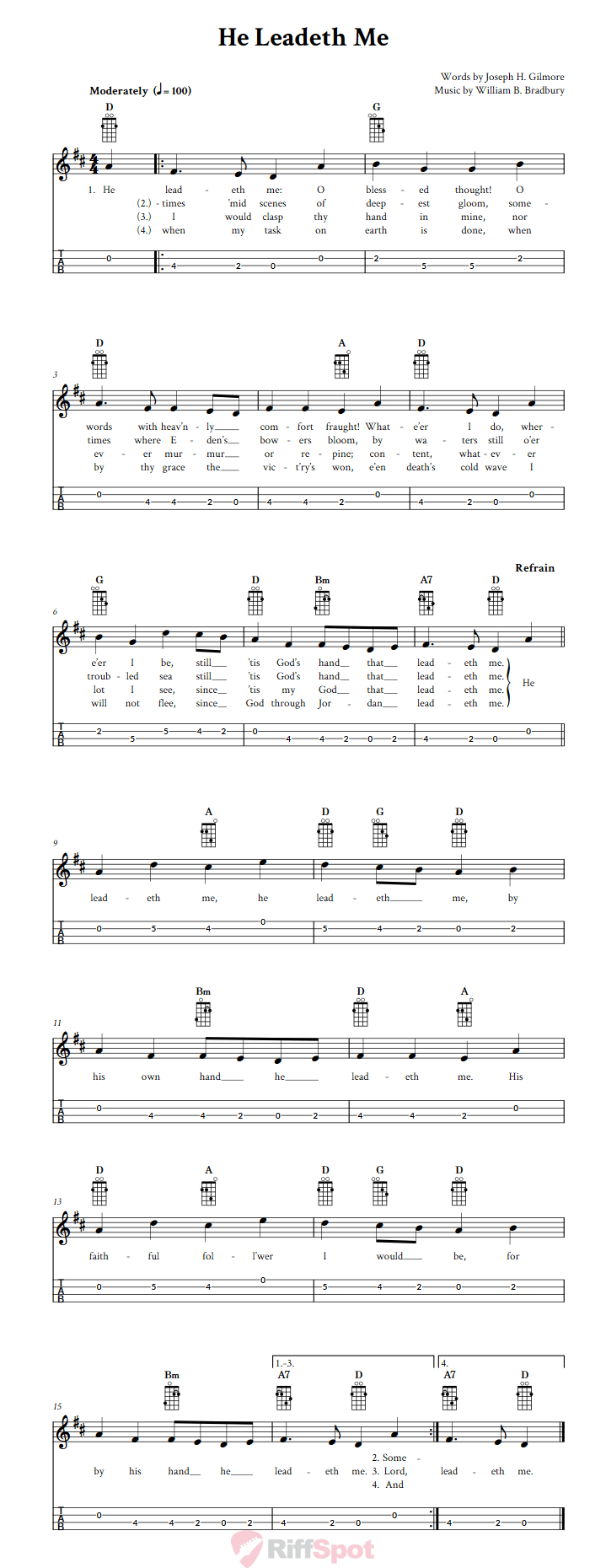 He Leadeth Me Mandolin Tab