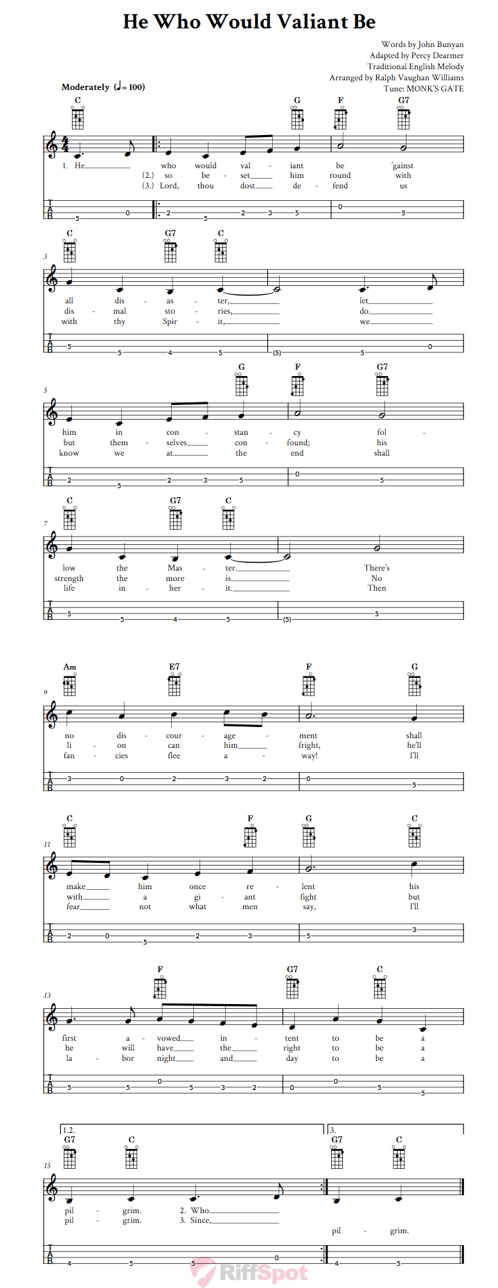He Who Would Valiant Be Mandolin Tab
