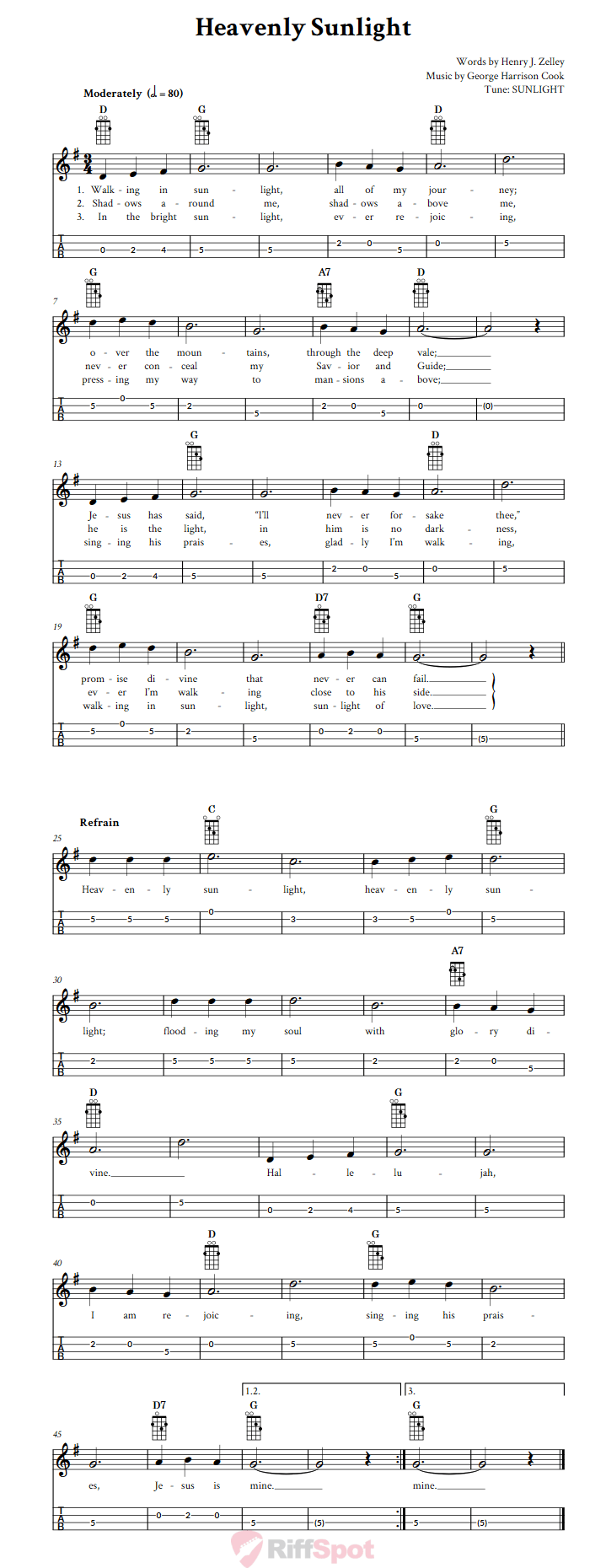 Heavenly Sunlight Mandolin Tab