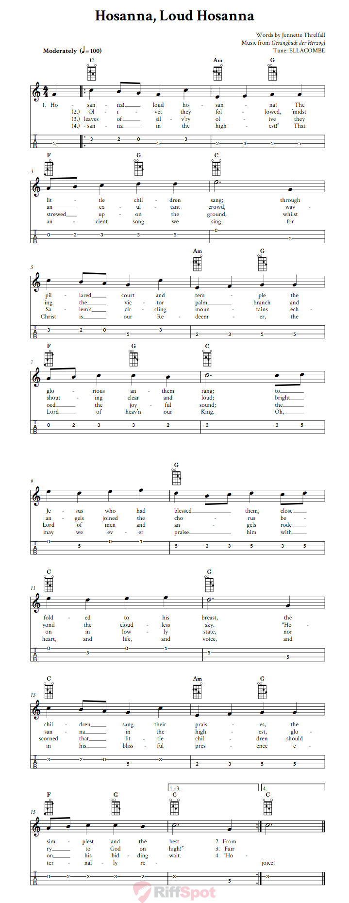 Hosanna, Loud Hosanna Mandolin Tab