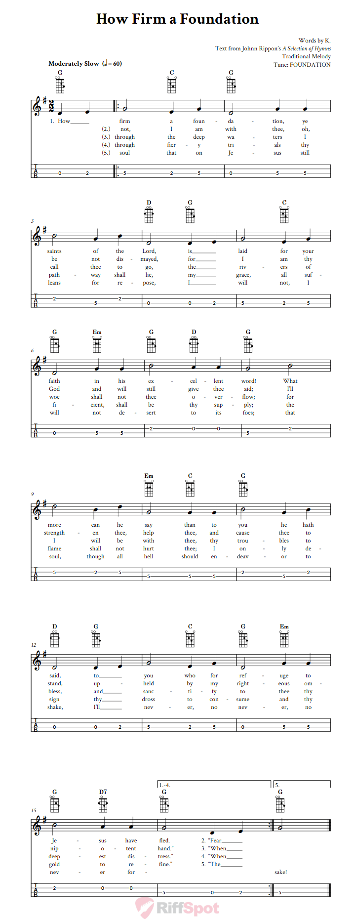 How Firm a Foundation Mandolin Tab