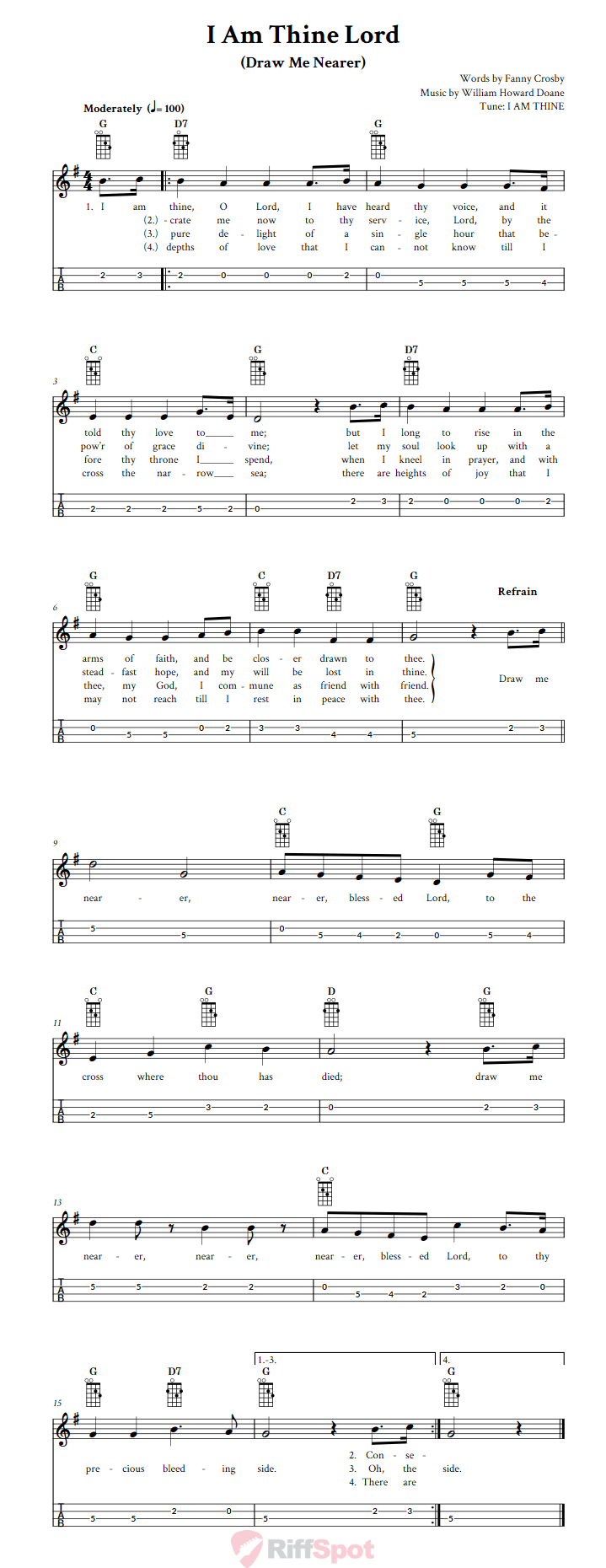 I Am Thine, O Lord Mandolin Tab