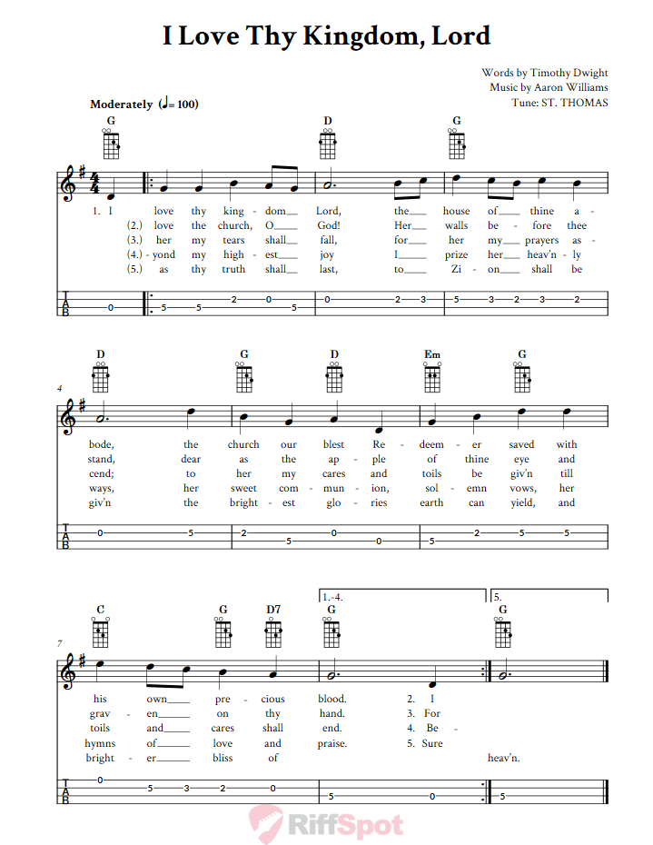 I Love Thy Kingdom, Lord Mandolin Tab