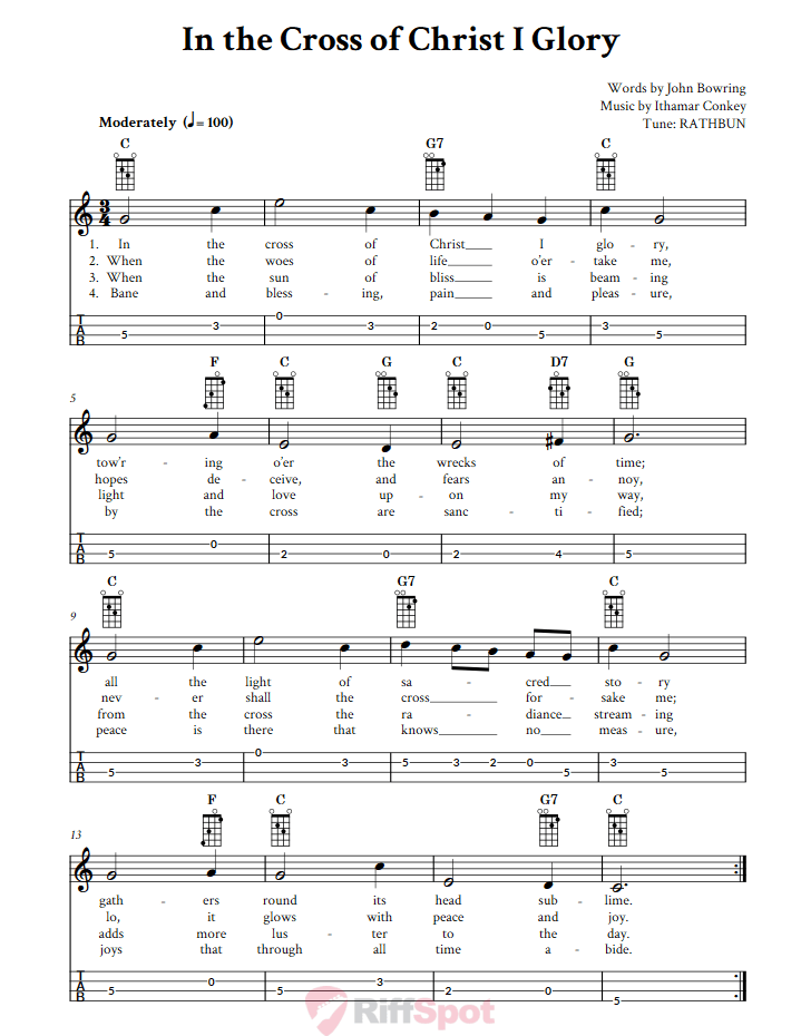 In the Cross of Christ I Glory Mandolin Tab