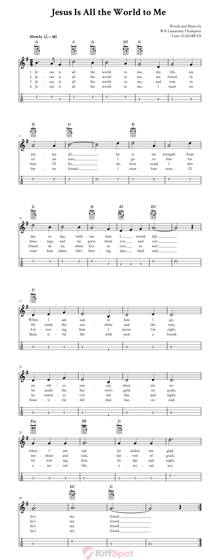 Jesus Is All the World to Me Mandolin Tab