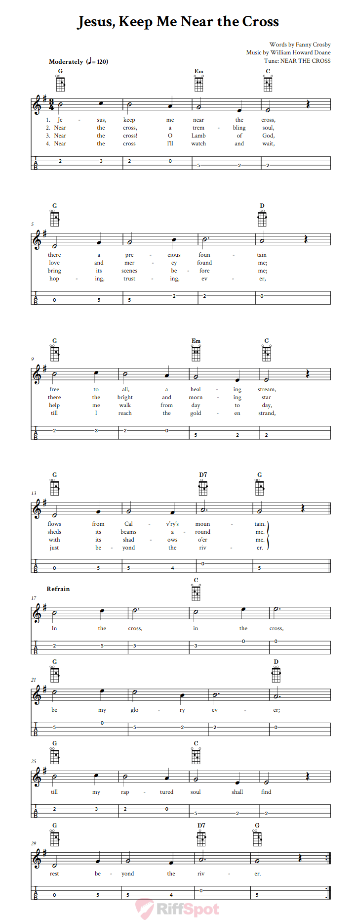 Jesus, Keep Me Near the Cross Mandolin Tab