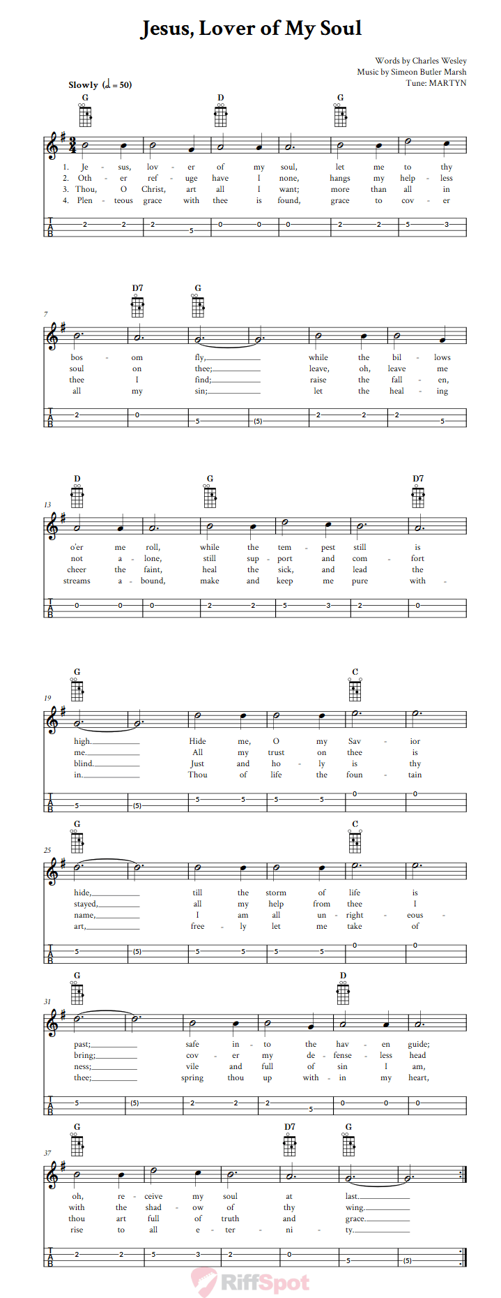 Jesus, Lover of My Soul Mandolin Tab