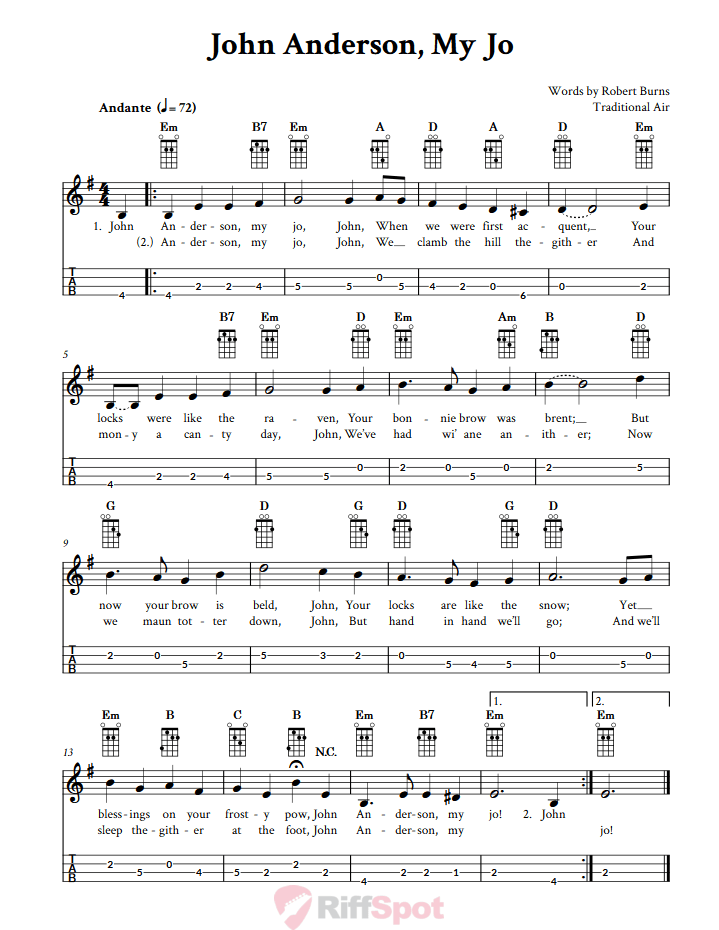 John Anderson, My Jo Mandolin Tab