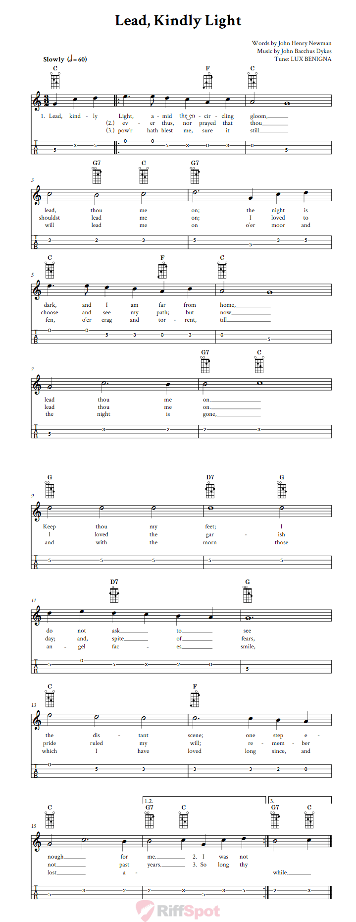 Lead, Kindly Light Mandolin Tab