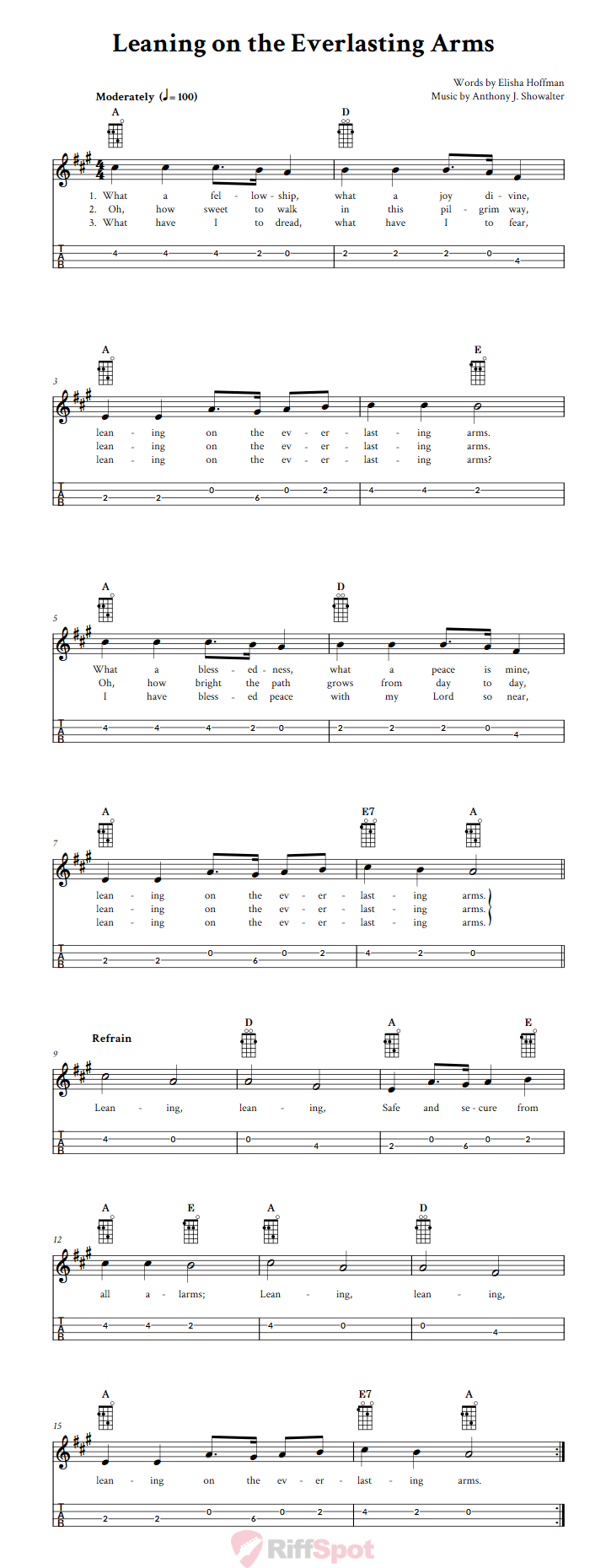 Leaning on the Everlasting Arms Mandolin Tab