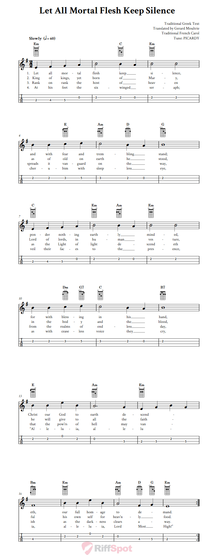 Let All Mortal Flesh Keep Silence Mandolin Tab