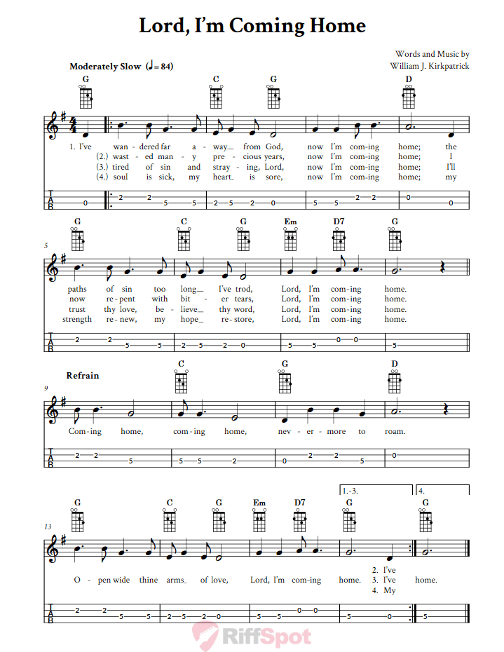 Lord, I'm Coming Home Mandolin Tab