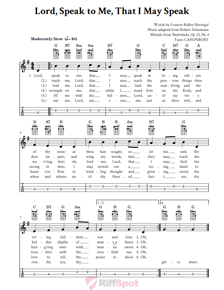 Lord, Speak to Me, that I May Speak Mandolin Tab