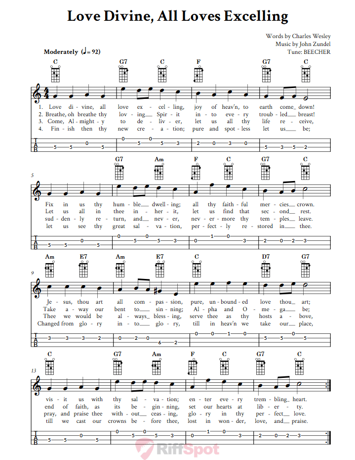 Love Divine, All Loves Excelling Mandolin Tab