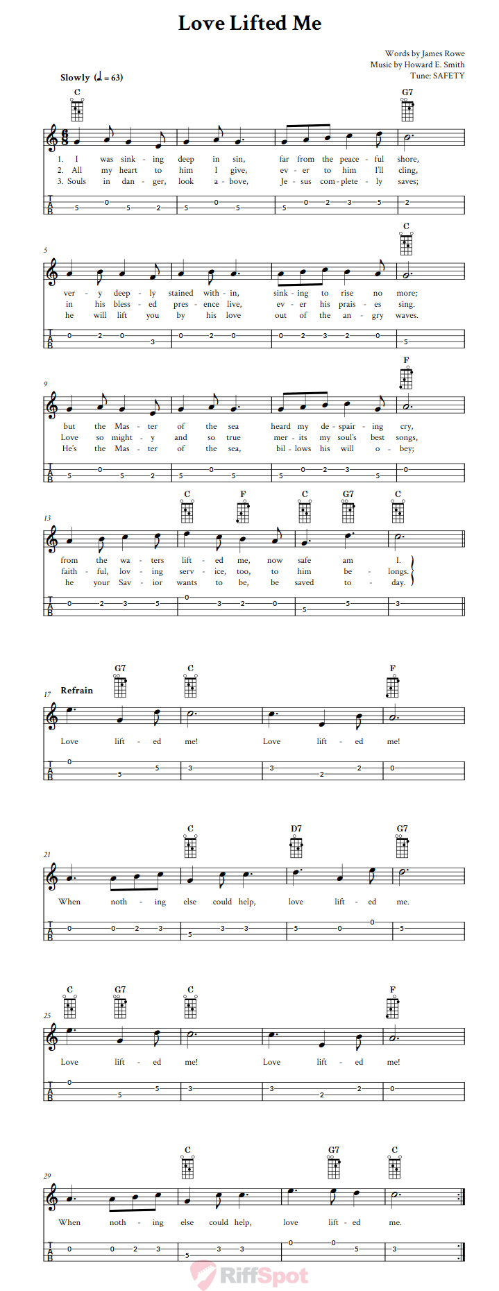 Love Lifted Me Mandolin Tab