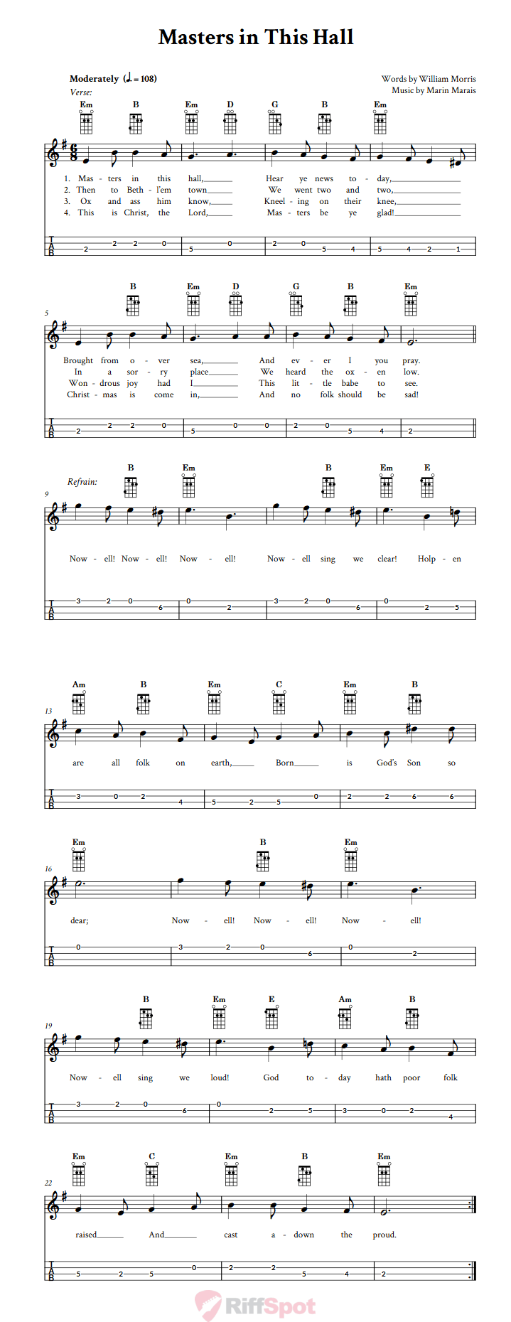 Masters in This Hall Mandolin Tab