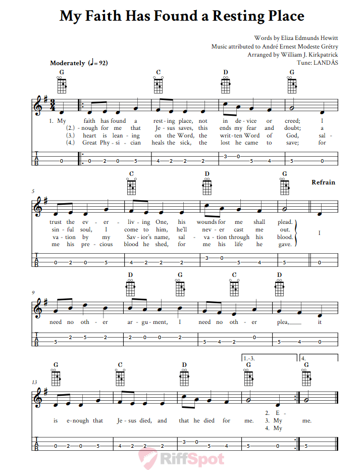 My Faith Has Found a Resting Place Mandolin Tab