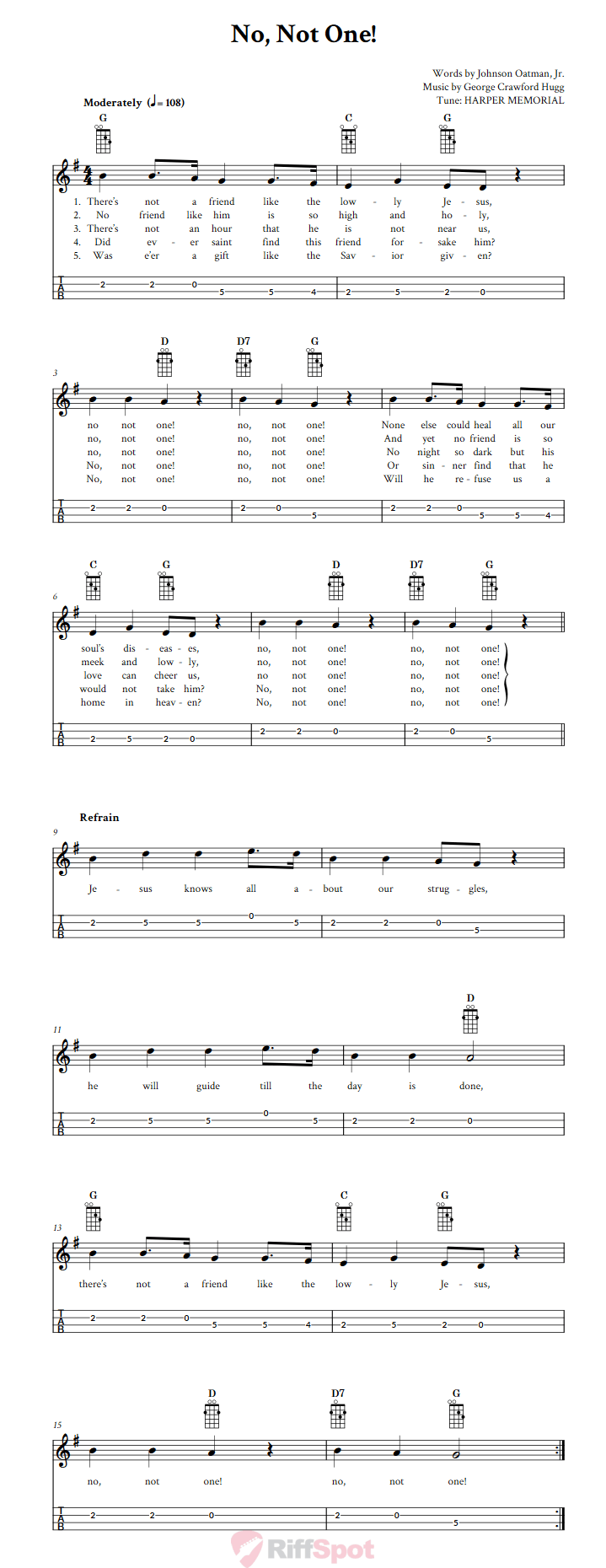 No, Not One! Mandolin Tab