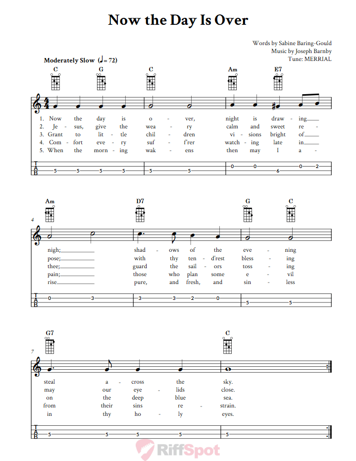 Now the Day Is Over Mandolin Tab