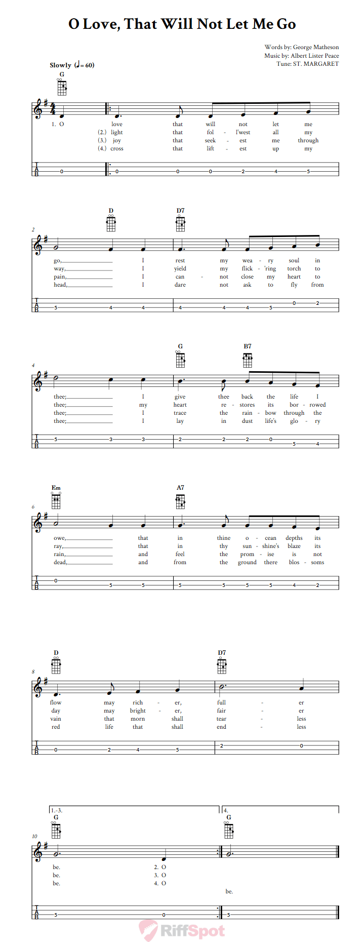 O Love That Will Not Let Me Go Mandolin Tab