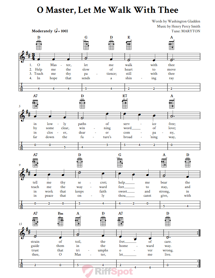 O Master Let Me Walk With Thee Mandolin Tab