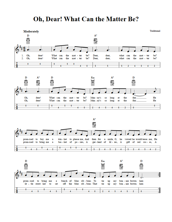 Oh, Dear! What Can the Matter Be? Mandolin Tab