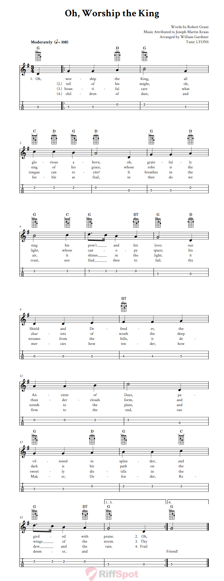 Oh, Worship the King Mandolin Tab