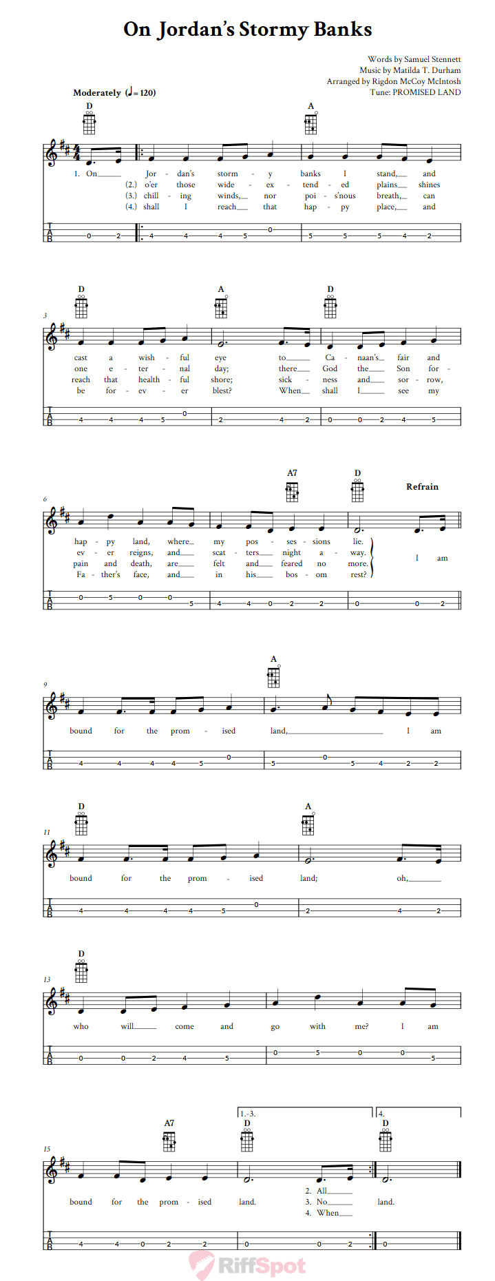 On Jordan's Stormy Banks Mandolin Tab