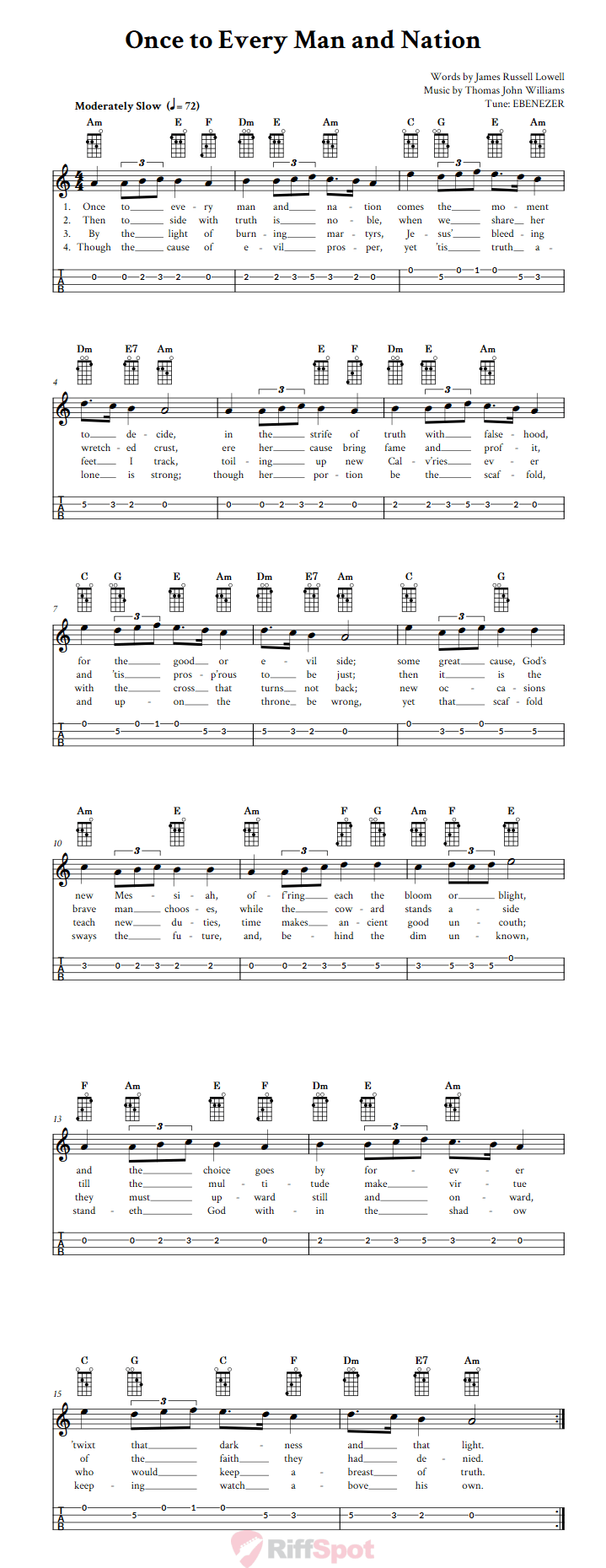 Once to Every Man and Nation Mandolin Tab