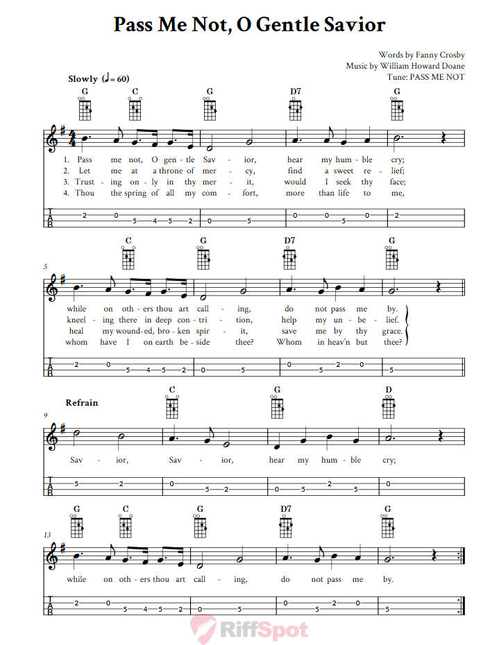 Pass Me Not, O Gentle Savior Mandolin Tab