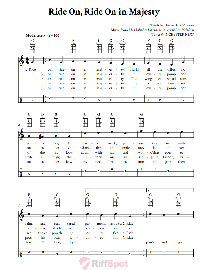 Ride On, Ride On in Majesty Mandolin Tab