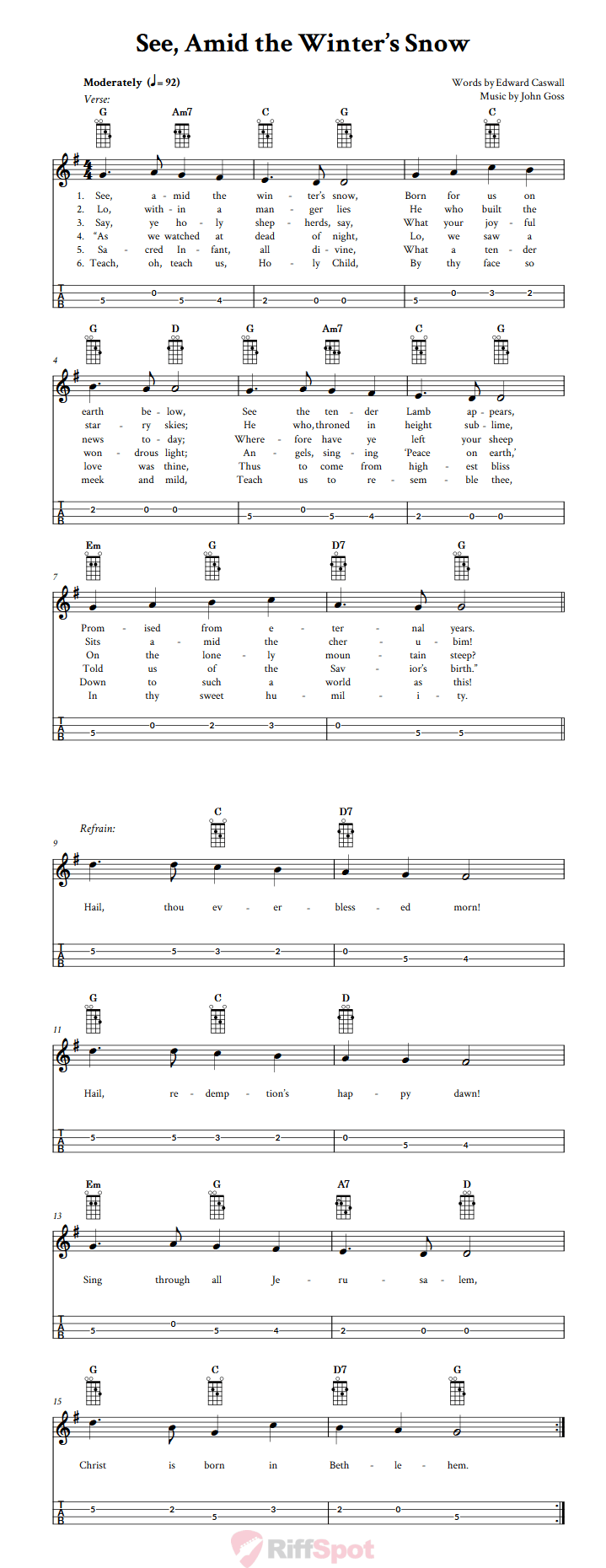 See, Amid the Winter's Snow Mandolin Tab