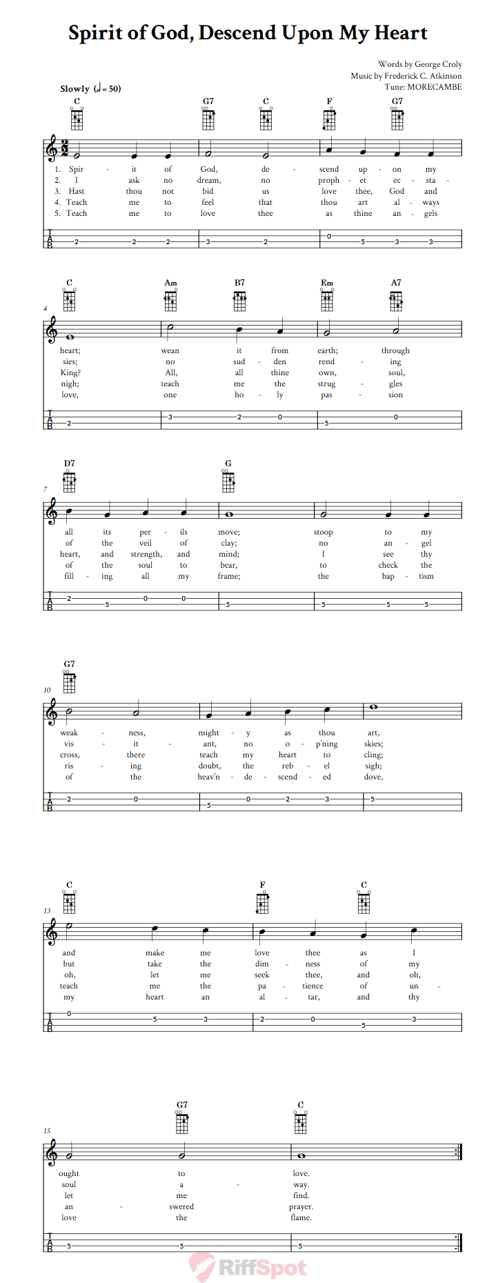 Spirit of God, Descend Upon My Heart Mandolin Tab