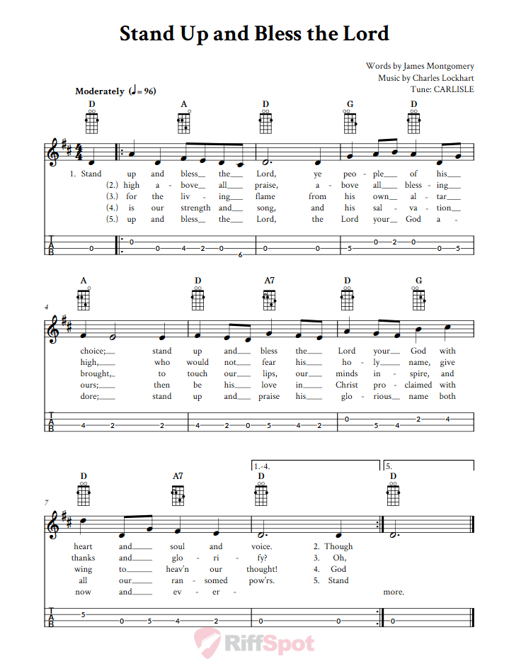 Stand Up and Bless the Lord Mandolin Tab